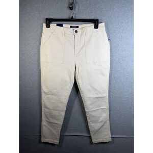 Chaps Pants Womens 12 White Twill Chino Stretch‎ Ankle Pockets Flat Front